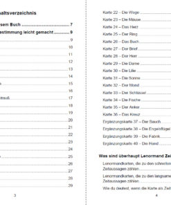 Lenormand Zeiten deuten - Inhaltsverzeichnis Seite 3 und 4